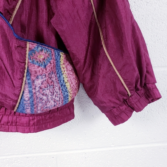 Vintage 80s Boho‎ Track Suit Swishy Purple Floral Geometric Pattern Medium - Picture 6 of 14